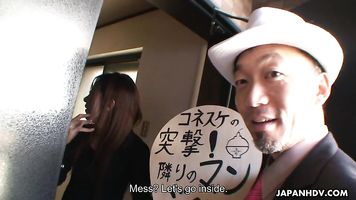 Horny Man Rice showed up at Nonoka Mihara's doorstep, while her husband was not at home, because he had a plan to fuck her good, right after she is done with sucking his dick.