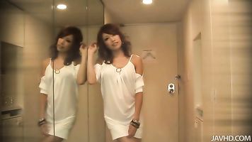 Blowjob Threesome For Aya Sakuraba Ends In Cum Eating.