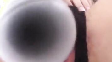 Tomoe Hinatsu enjoys vibrator on hairy slit before deep frigging - More at hotajp.com