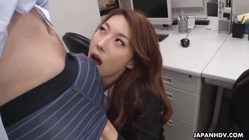 Japanese secretary, Mai Takizawa sucks dick, uncensored