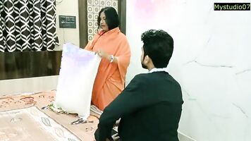 Desi step mother in law fucked by daughter husband! Viral jobordosti sex with audio