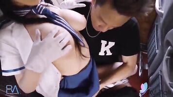 Hot Taiwanese girl fucks a stranger on the bus with big tits.