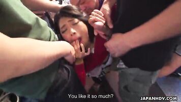Japanese brunette, Aimi Nagano got fucked in the bus, uncensored