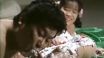 Japanese Babe with hairly pussy cream fucking hardcore