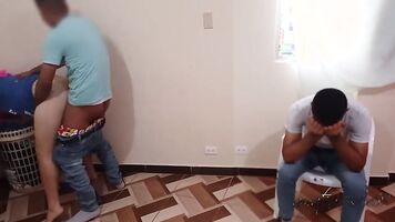 I fuck my friend's wife after winning a bet, the very cuckold has to see how I put all the cock up his wife's ass