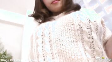 Big titted Japanese MILF gets filmed in backstage before photoshoot