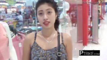 Asian teen slut takes a shower and plays