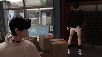 Young skinny asian femboy offers his tight and wet pussyass to stranger student in public | 3D Yaoi Porn