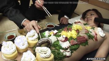 Japanese gal Asuka Ayanami is a food plate, uncensored