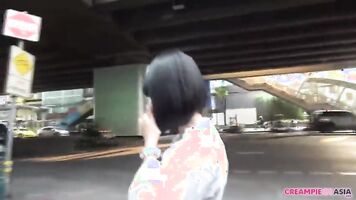 Thai girl has her hairy pussy filled with cum