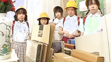 Mischievous Japanese schoolgirls arrange outstanding anal plug.