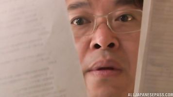 Horny Japanese teacher with big tits, Arisa Misato involved in a hot action.