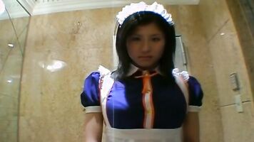 This big boobed Asian babe is a maid in the hotel.