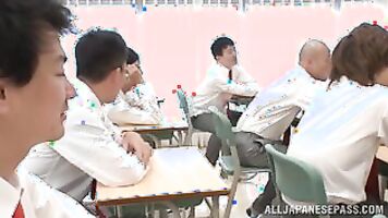 Lascivious Asian teacher Arisa Misato fucked by horny students.
