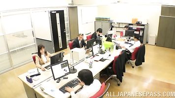 Innocent looking Japanese office milf Hibiki Ootsuki behaves in a cute way.