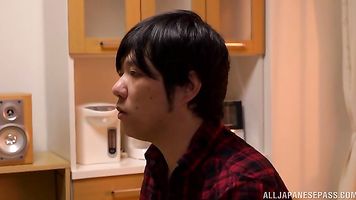 Hot mature Asain babe Ryo Hitomi spreads her legs for a big cock.