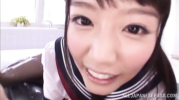 Oiled beauty Mao Hamasaki banged hardcore.