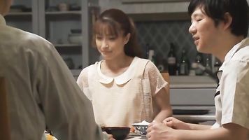 Peeking up Aika Miura's skirt before she's sucking dick.