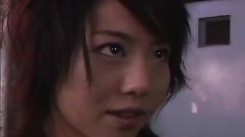 Japanese AV model gives a hot blowjob.