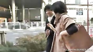 Amazing Japanese gives oral in the car outside.