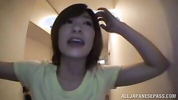 Hot milf girl Kaho Kasumi cock sucking action and cumshot.