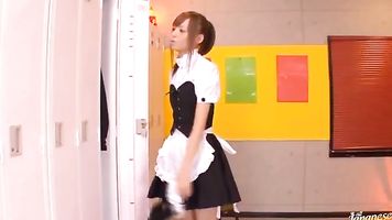 Naughty Maid Aino Kishi Gets A Facial In A Threesome - Japanese Cosplay.