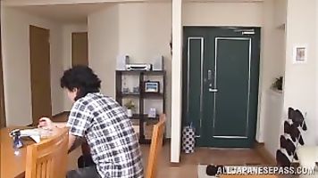 Amazing Asian housewife Nao Katoh gets her pink shaved pussy plowed.