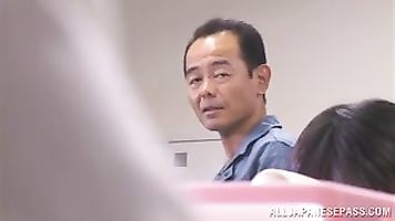 Amazing Asian milf gets screwed by a burglar in the office.