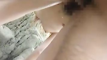 Her guy folds her and takes her up by the rocks to take her suit off and play with her hairy pussy.