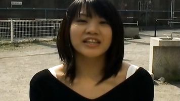 Kinky and cute Asian chick is masturbating in public.