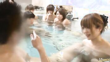 She meets someine there who is also in the pool and they enjoy being naked and soaping up in a public place! She gives him a little hand work on his soaped up cock and she is kissing him before they move to a steam room with others in there! She gets on h