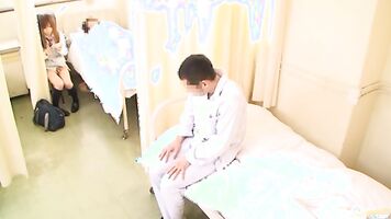 This guy catches a glimpse of her panties in a hospital, and she's so horny that she jumps over to his bed and starts to suck him off! Since he likes what he sees, he'll love feeling it, as she pulls her panties to the side and takes him balls deep in pub