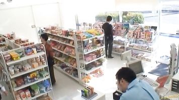 Yuma Asami Hot Asian doll has sex in a shop.