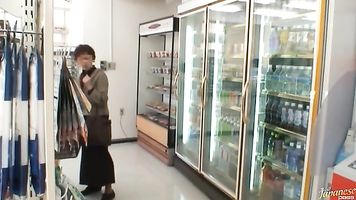 Yuma Asami Hot Asian doll has sex in a shop.